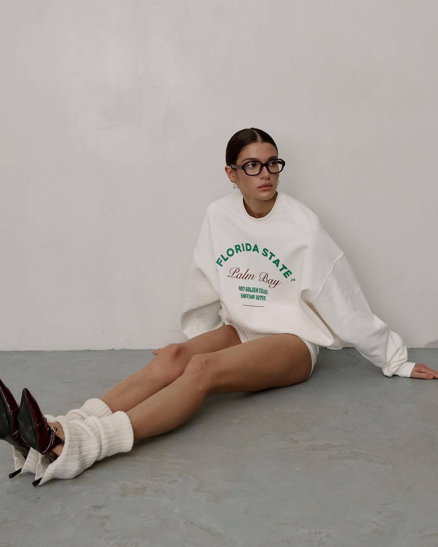 Felpa girocollo casual con stampa di lettere di base per donna, versatile e ampia, unisex, primaverile e autunnale_voghion.com