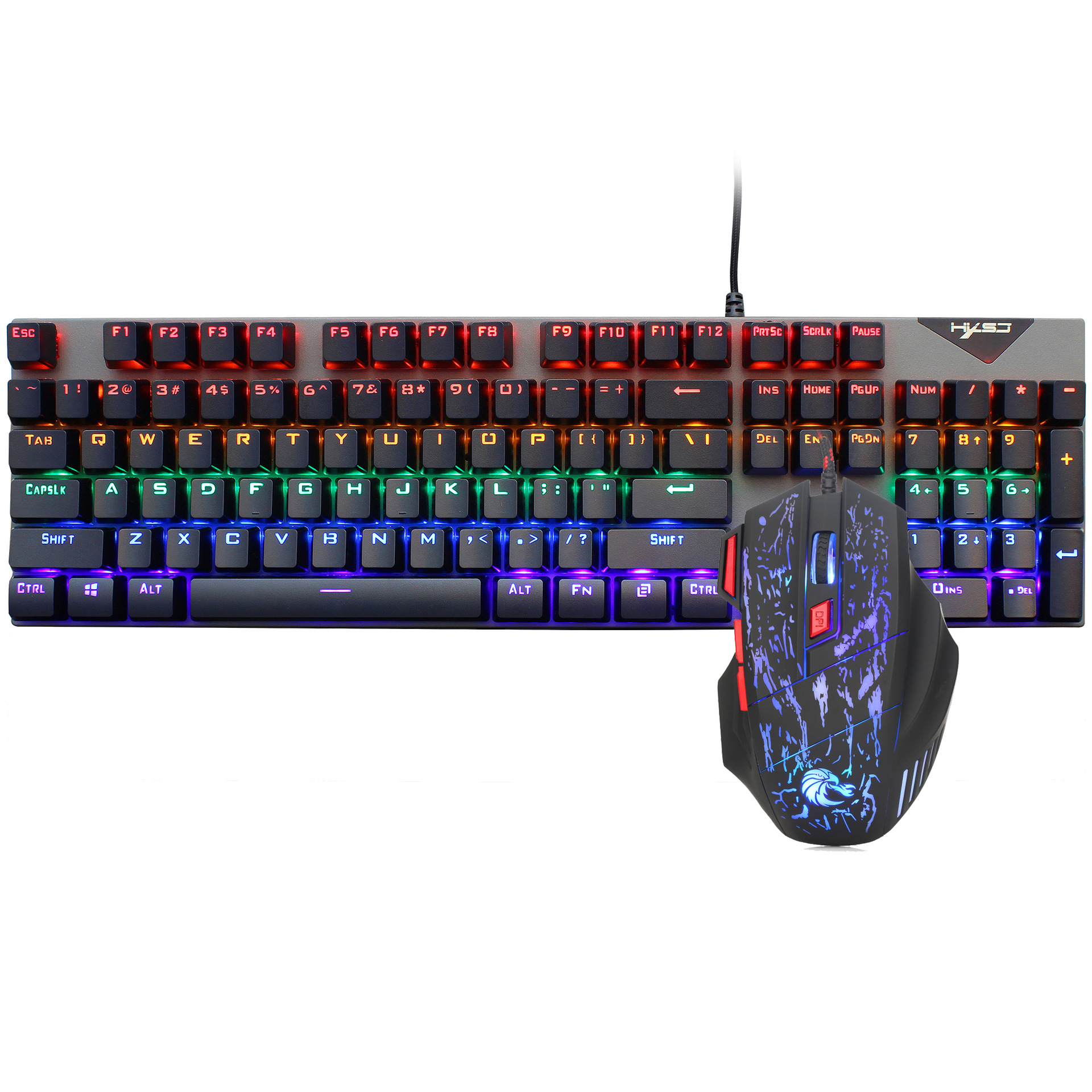 New 104 RGB illuminated mechanical keyboard colorful set seven key gaming mouse logo 5500dpi_voghion.com