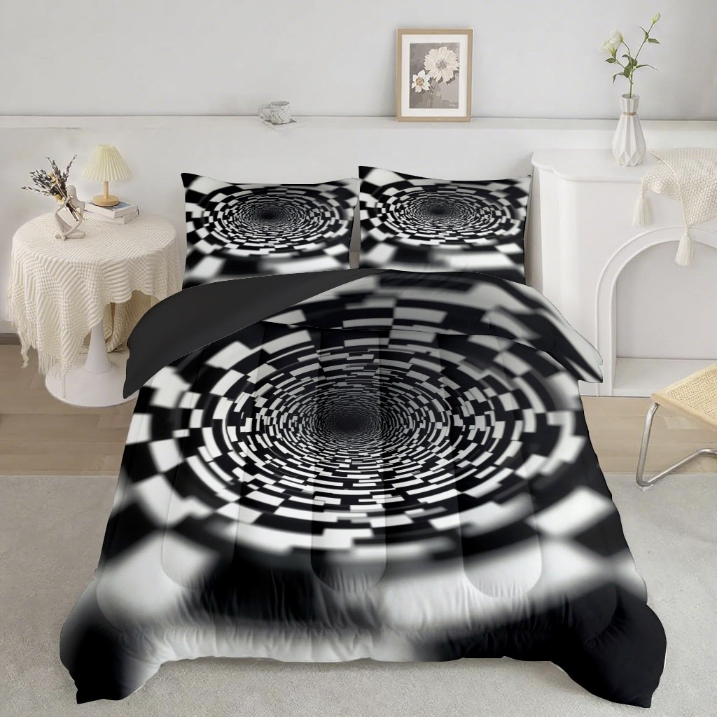 TEMU / JIT moderno abstracto perilla arte 3D impresión digital 180gms conjunto de edredón para diseñar se puede ajustar