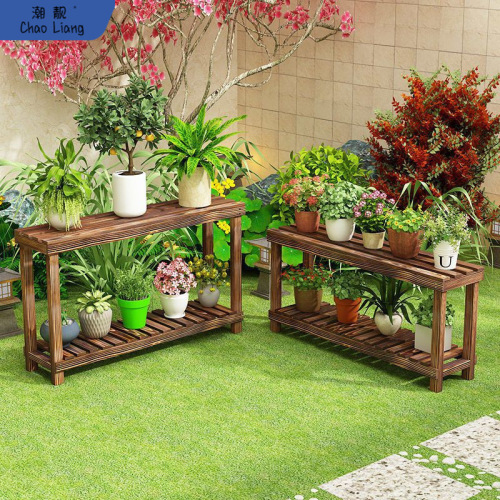 Window sill plant stand solid wood multi-layer balcony living room indoor flower pot step bay window succulent stand floor-standing type with free shipping