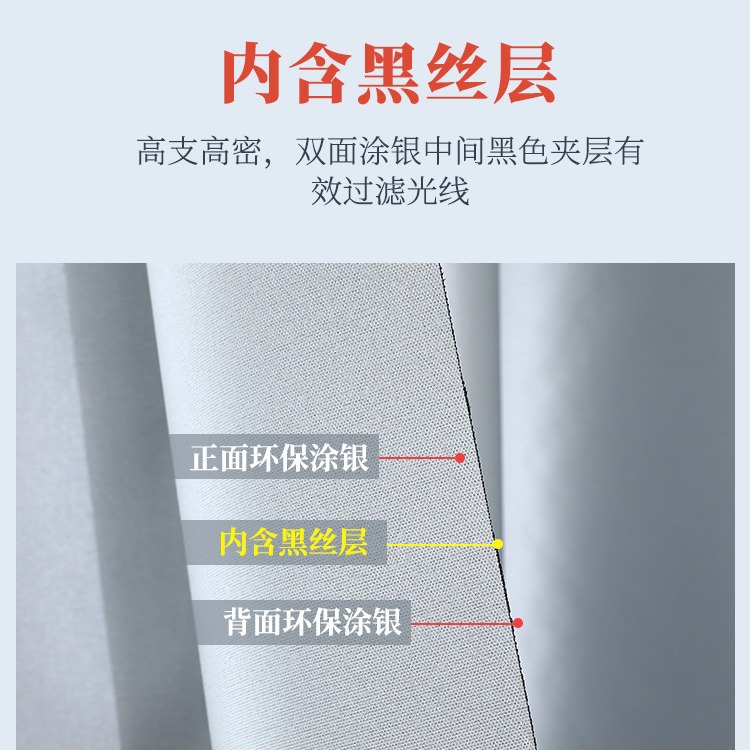Cortina de protección térmica totalmente opacada gancho de dormitorio simple opaco nuevo tela plateada más gruesa para protegerse del sol como nubes