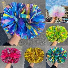 彩虹七彩花球亚光拉拉队手花啦啦花球运动会健美操舞蹈彩球道具