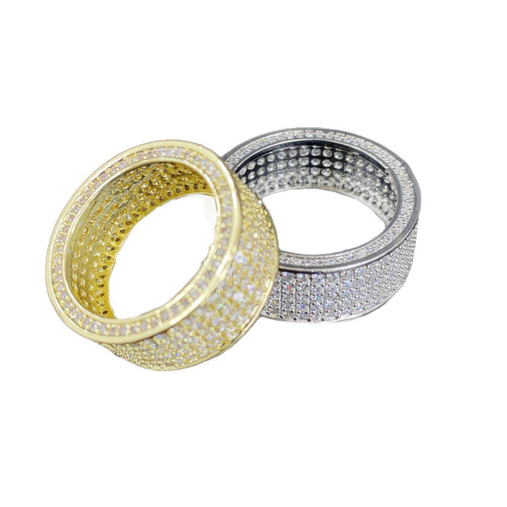 Europa y los Estados Unidos nuevos anillos de zircón de bronce caliente Hip Hop comercio electrónico transfronterizo Europa y los Estados Unidos fabricantes de anillos de hombres y mujeres al por mayor image 4