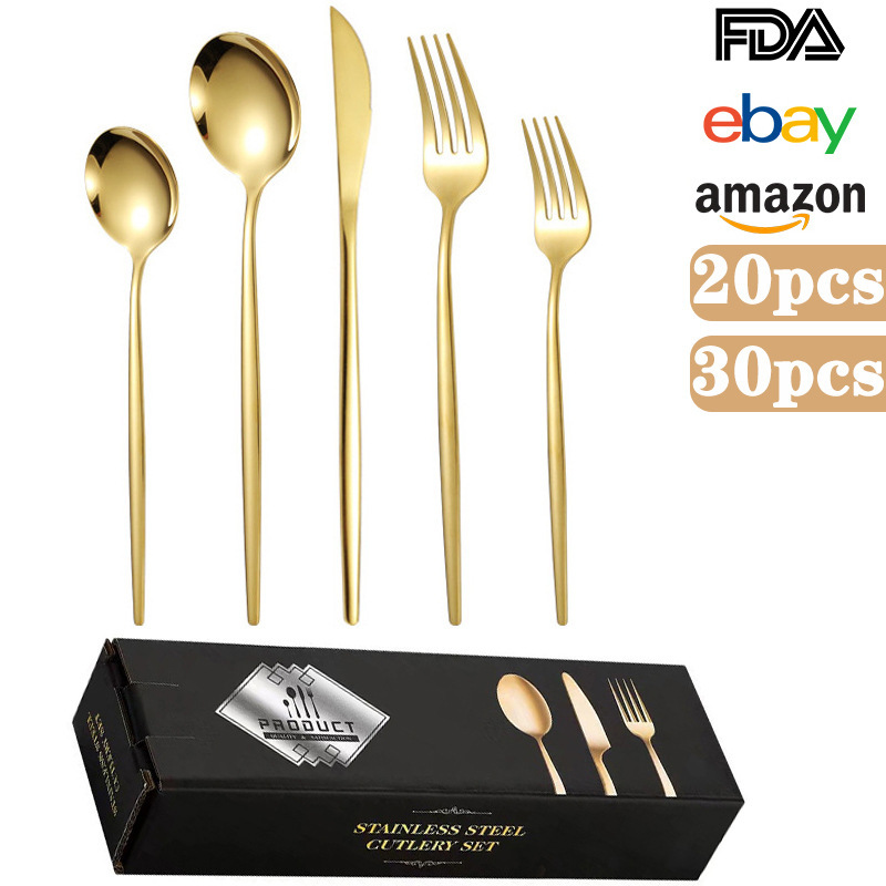クロスボーダー Amazon ステンレス鋼食器セット ステーキナイフ、フォーク、スプーン 20/30 ピース 洋食ナイフ、フォーク、スプーン ギフトボックス|undefined