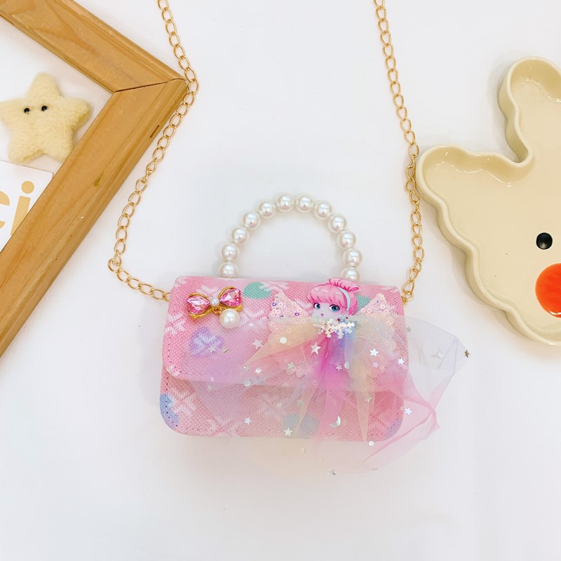2025 nuevo bolso infantil bolso de perla princesa rosa bolso de hombro para niñas bolso de cambio