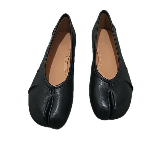Guangzhou High Version Real Sheepskin Split Toe MM6 Flat Ballet Shoes Margiela Clip Toe Tabi Clip Leg Loafers