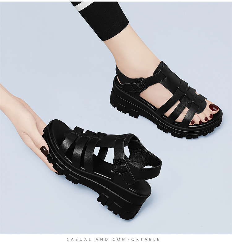 Dép sandal thể thao nữ đế wedge rỗng da thật phong cách La Mã gót 6.5–7 cm — 7177 Elegant Mi JST Chiều cao gót 6.6CM, 5766 Thanh Lịch Mi GQ Gót Cao 7CM, 7177 đen JST gót cao 6.6CM, 12077 Thanh Lịch Mi JST Chiều Cao Gót 6.5CM chi tiết 6
