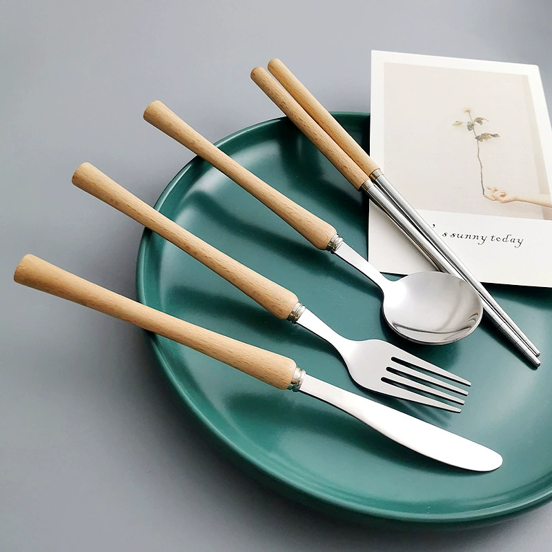 Японская минималистичная посуда из нержавеющей стали, ложка, крем- fork, палочки для еды, ручка для домашнего использования