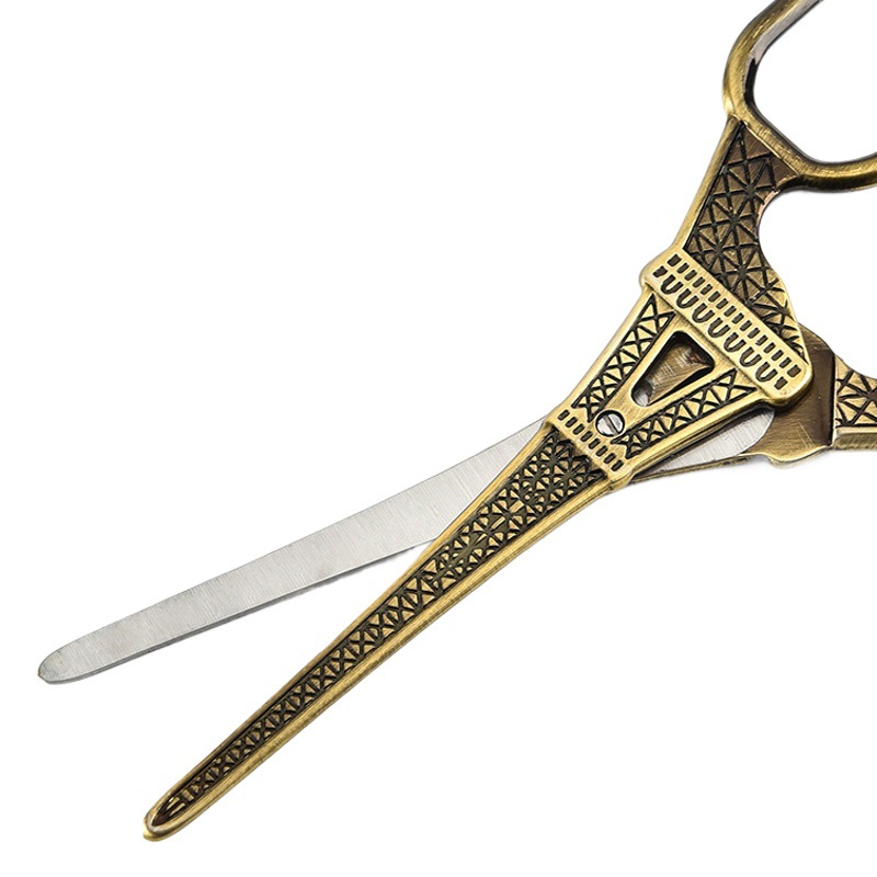 Tijeras de torre de París de la vendimia de acero inoxidable 14cm Tijeras de Torre Hilo hecho a mano cabeza de té tijeras para el hogar