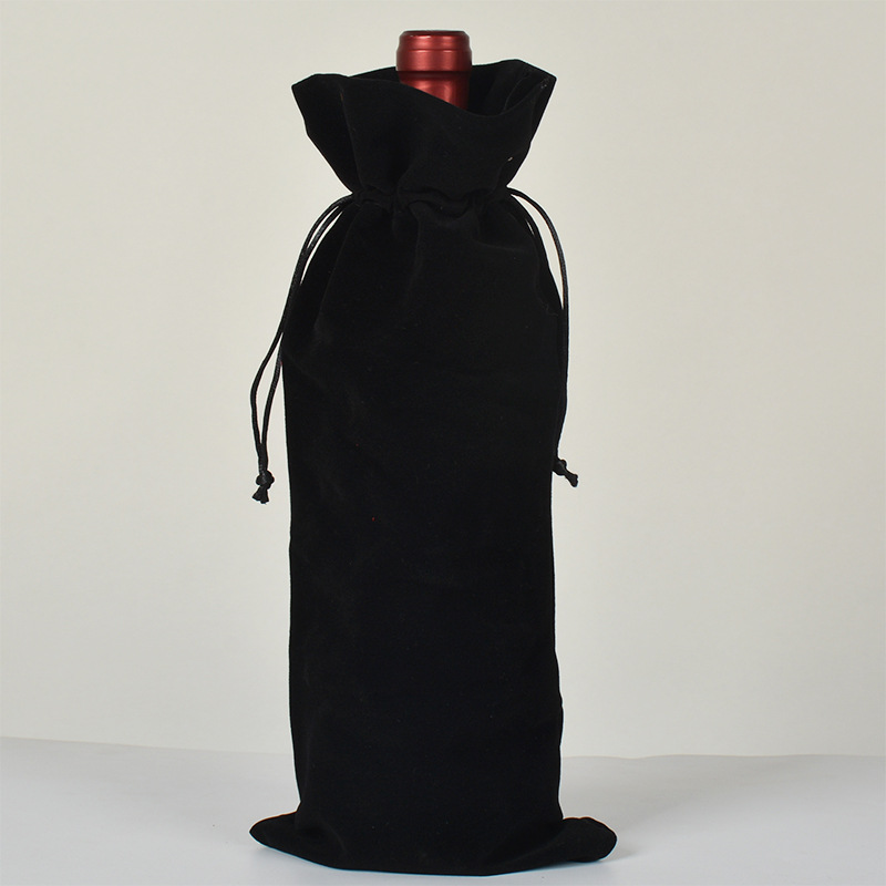 Venta directa de fábrica de franela bolsa de vino tinto cata a ciegas de vino tinto bolsa de regalo de vino bolsa de botella de vino con cordón