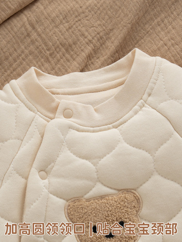 Korean Version New Autumn/Winter Instagram Style Baby Bodysuit Baby Warm Crawling Suit Hairy Top Pure Cotton Thick Cotton Coat Wholesale