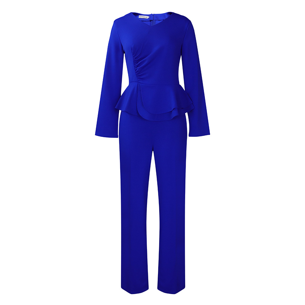 Du Quotidien Femmes Élégant Style Classique Couleur Unie Spandex Polyester Froufrous Plissé Ensembles De Pantalons Ensembles De Pantalons display picture 49