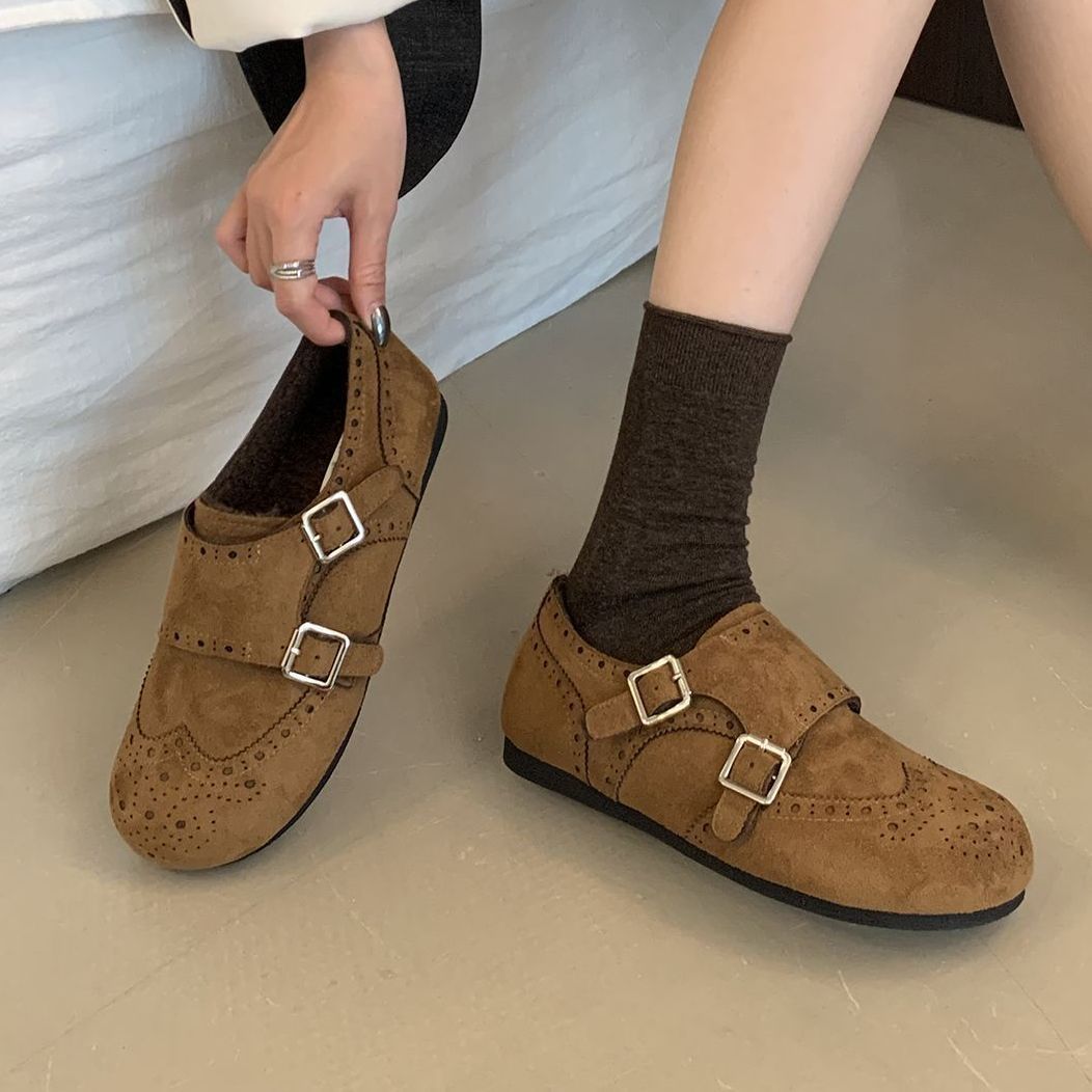 Retro insulated winter universal loafers English style