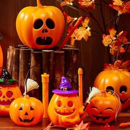 南瓜灯万圣节南瓜桶儿童手提发光南瓜灯笼幼儿园礼物节庆装扮道具