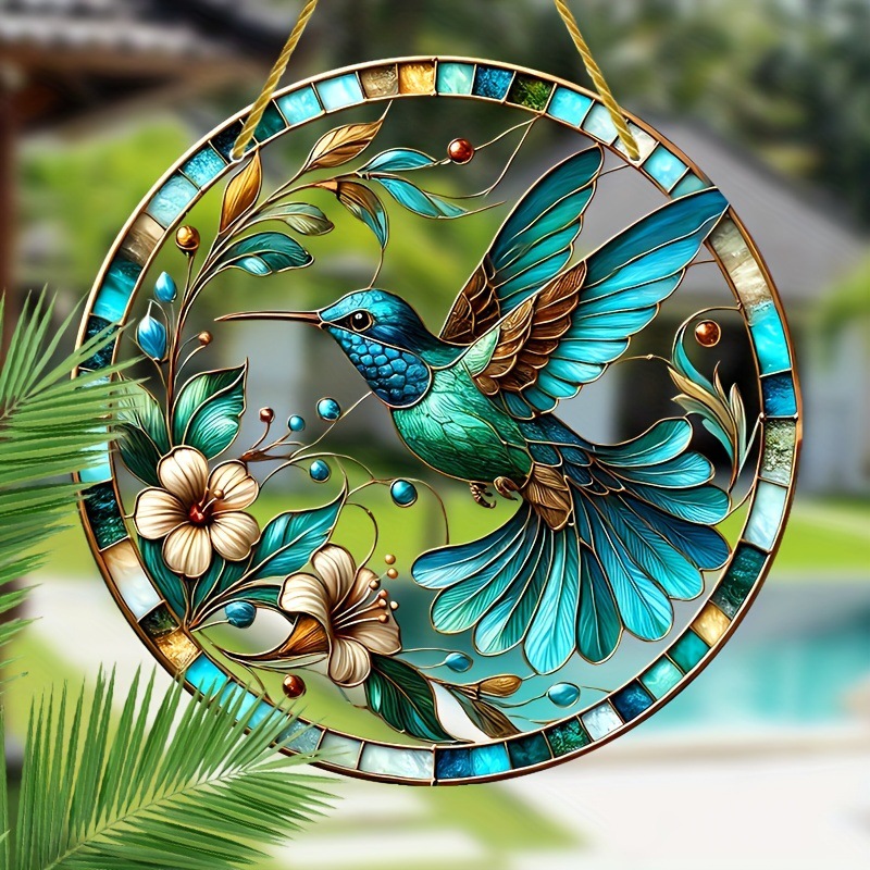 Transfronterizos temu pintado pico pájaro estilo bohemio colección interior y exterior decoración colorida colgante acrílico redondo