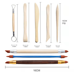 Cross-border clay tools 43-piece set, multi-purpose with apron, rubber carving knife, clay modeling, foldable storage bag