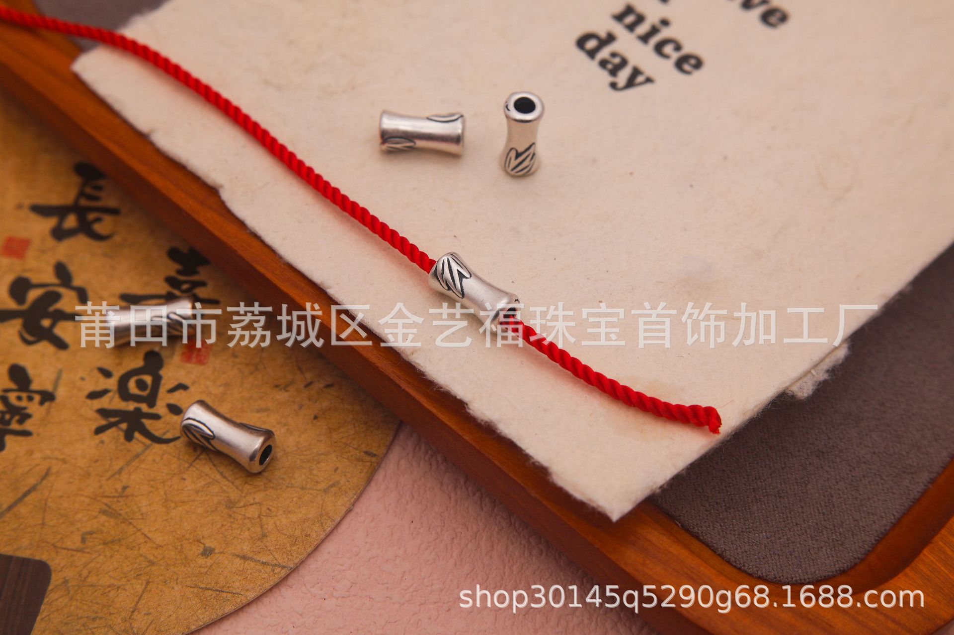Pure Silver S999 Bamboo Joint Loose Beads with Through-Hole Design, Chinese Style Bamboo Leaf Spacer Beads, DIY Necklace Bracelet Jewelry Accessories, Beading Materials