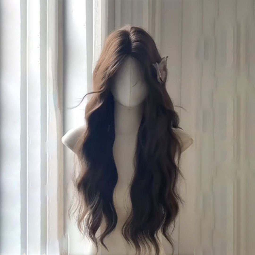 Connie Wig [Doll Doll] Fuldkopper til Kvinder, Realistisk Hår, Midterparti, Vandbølge Stil