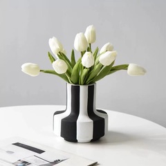 高級感抽象芸術白黒花瓶装飾デスクトップ置物リビングルーム食事サイド展示棚オフィスソフト装飾