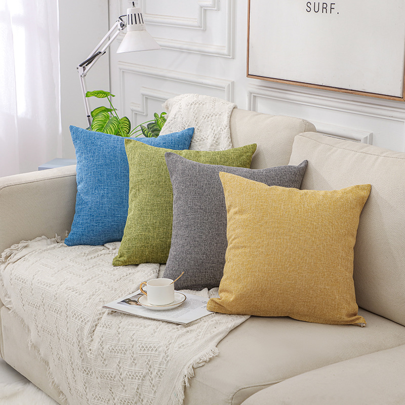 棉麻沙发抱枕靠垫ins简约纯色座椅方形批发办公椅护腰透气腰靠