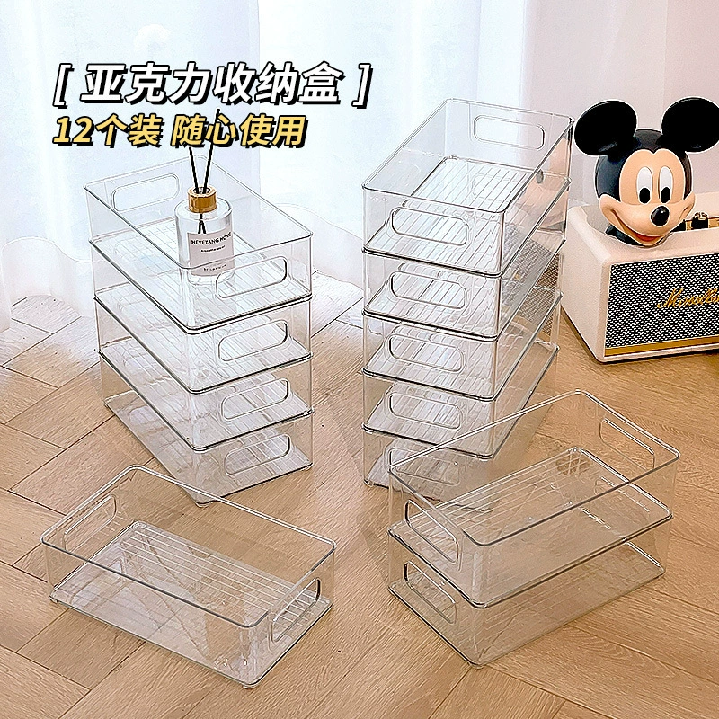 Acrylic storage box tabletop organizer, clear book box, stackable, medium/large/XL sizes