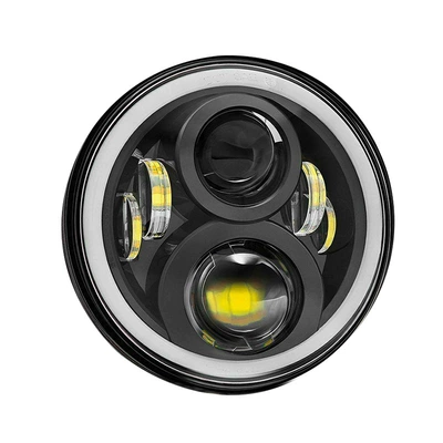 Cross-border 7-inch Wrangler headlight 6-bead full circle aperture Harley motorcycle headlight 7-inch modified LED car light (Ön faralar) - 76inch-beads-full-circle-yellow-white-light-thin-section-70mm-thick