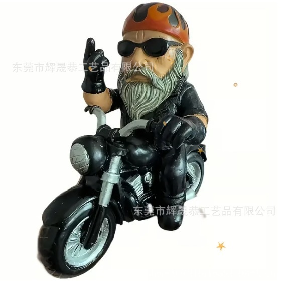 中指バイカーおじさん置物面白いオートバイ中指ノーム装飾品|undefined
