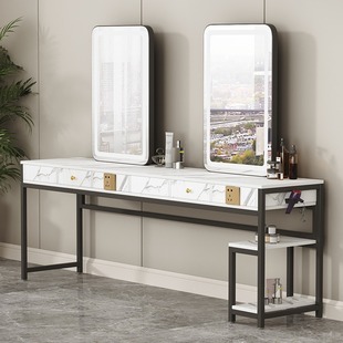 Hairdresser mirror double-sided with light beauty makeup hair cutting single-sided AL perm dyeing table hairdresser mirror table one marble cabinet