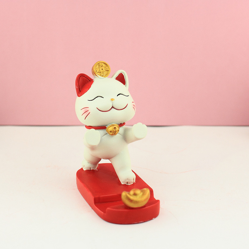 クリエイティブ招き猫怠惰な携帯電話ホルダーオフィスデスクトップ装飾装飾品樹脂工芸品実用的なギフト|undefined