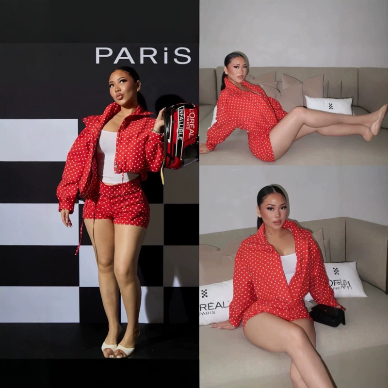 Cross-Border European and American New Fashion Stylish Stand-Collar Polka Dot Bubble Gauze Jacket and Shorts Set for Women Cross-Border European and American New Fashion Stylish Stand-Collar Polka Dot Bubble Gauze Jacket and Shorts Set for Women
