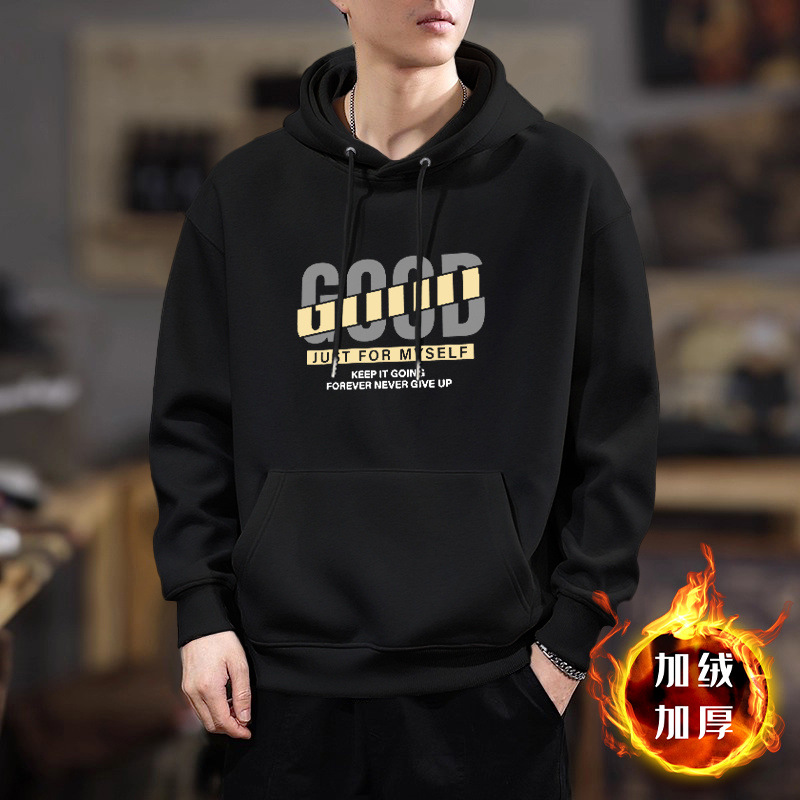 Peso pesado chaqueta con capuz para hombres primavera y otoño marca de moda de alta calle pesado abrigo holgado estudiantes estilo de Hong Kong suéter universal