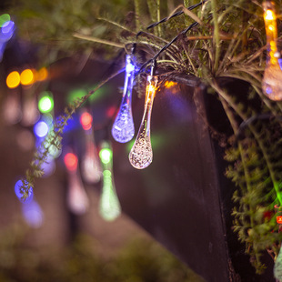 Amazon solar led light string water drop light string outdoor waterproof courtyard decorative lights Christmas light string lights