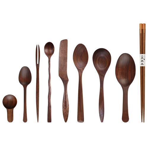 yfjy Japanese handmade tableware black walnut home set wooden chopping board chopsticks round plate kitchen wholesale