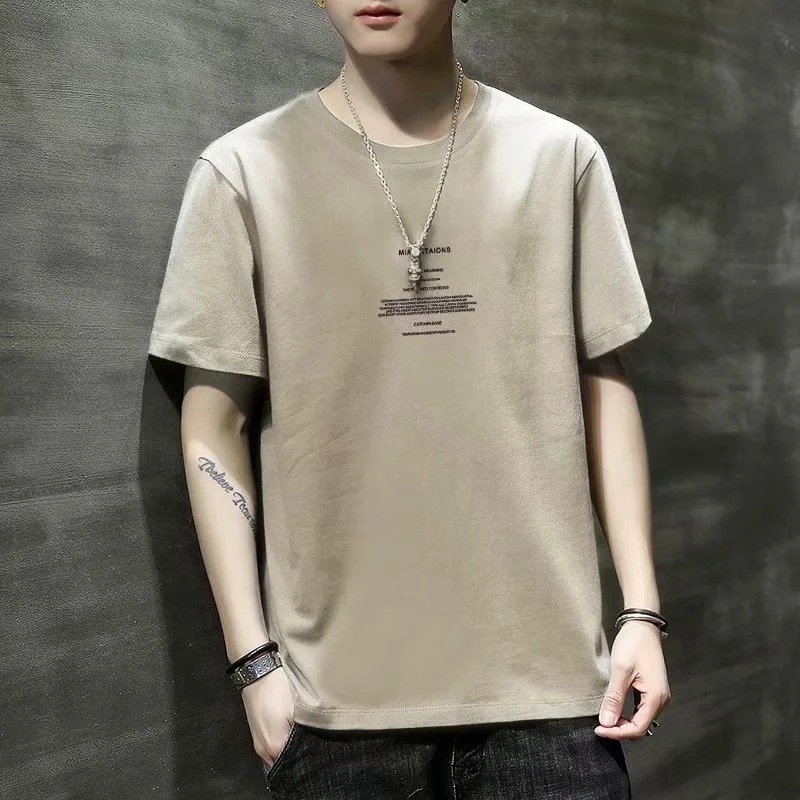 Men's Short-sleeved T-shirt 2022 New Summer Fashionable Korean Style Loose Base Shirt Clothes T-shirt Large Size Teenagers