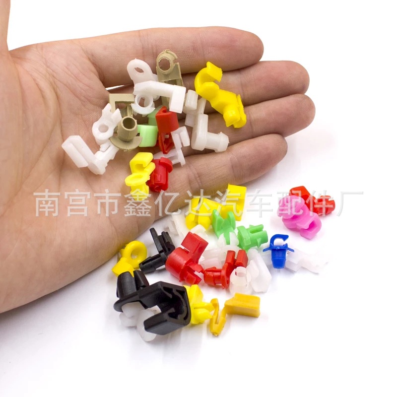 160 unids auto piezas tipo plástico izquierda y derecha cerradura de la puerta abrazadera lado sujetador coche mango alambre abrazadera caja