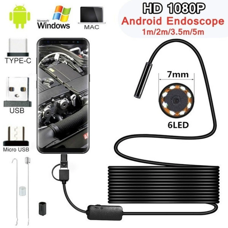 Новый 1200P три в одном эндоскоп 5m HD промышленный автомобильный трубопровод стоматологическая USB-камера мобильного телефона