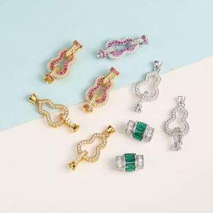 S925 Sterling Silver Diamond-encrusted Zircon Gourd Buckle Head Women's DIY Pearl Jade Lockbone Chain Necklace Buckle Connection Buckle Accessories