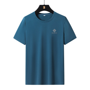 2023 Couple Ice Silk Short-sleeved T-shirt Plus Size Quick-drying Short-sleeved Ice Silk T-shirt Sports Quick-drying Short-sleeved Short-sleeved Fat Short-sleeved T-shirt