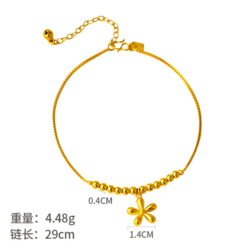 Nuevo estilo de oro cuentas tobilleras mujeres moda verano Vietnam patrón oro buena suerte pie joyería al por mayor