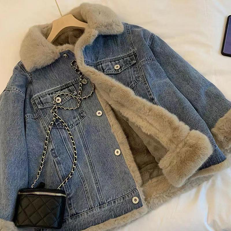 Giacca di jeans donna foderata in lana d'agnello parka inverno_voghion.com