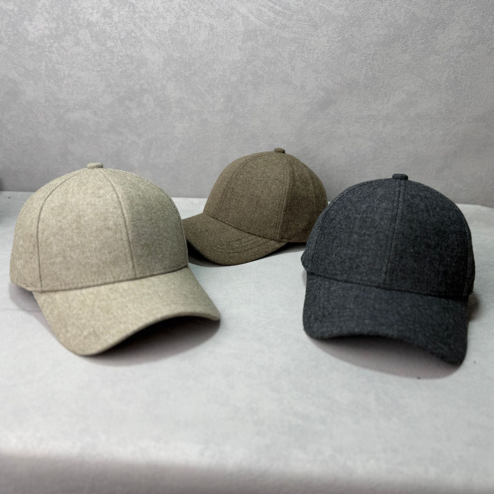 Woll-herringbone-baseballcap Verdickt Für Damen Und Herren_voghion.com