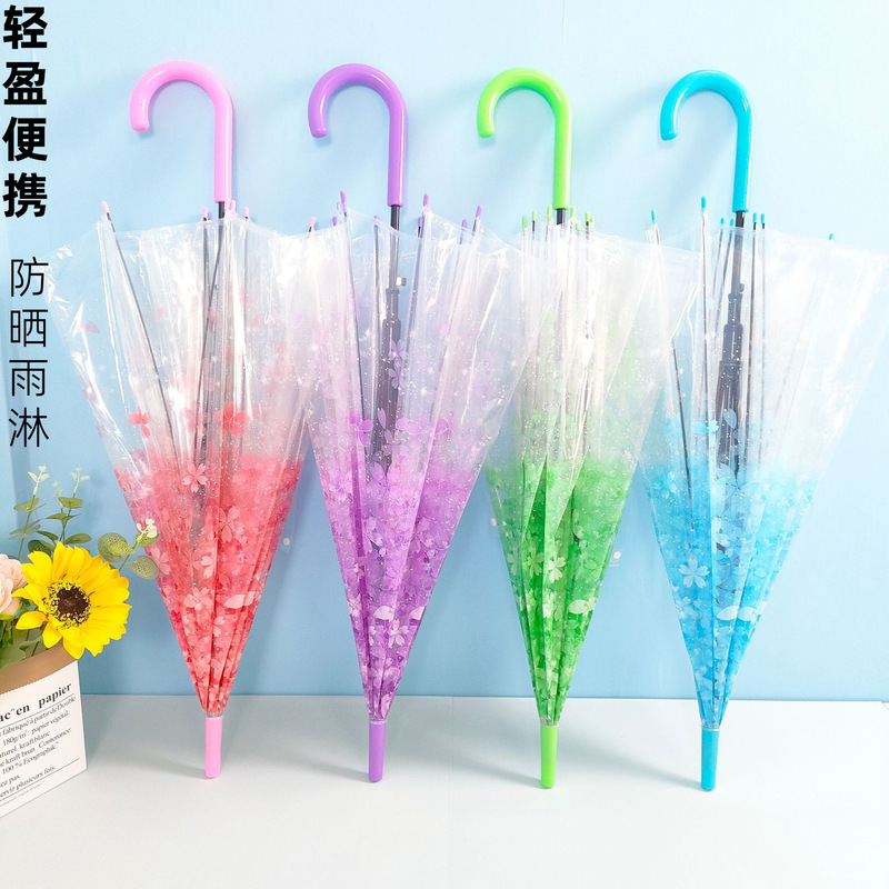 Straight Rod long handle birdcage umbrella Apollo umbrella color cherry blossom Mushroom Princess umbrella transparent Guofeng umbrella manufacturers wholesale