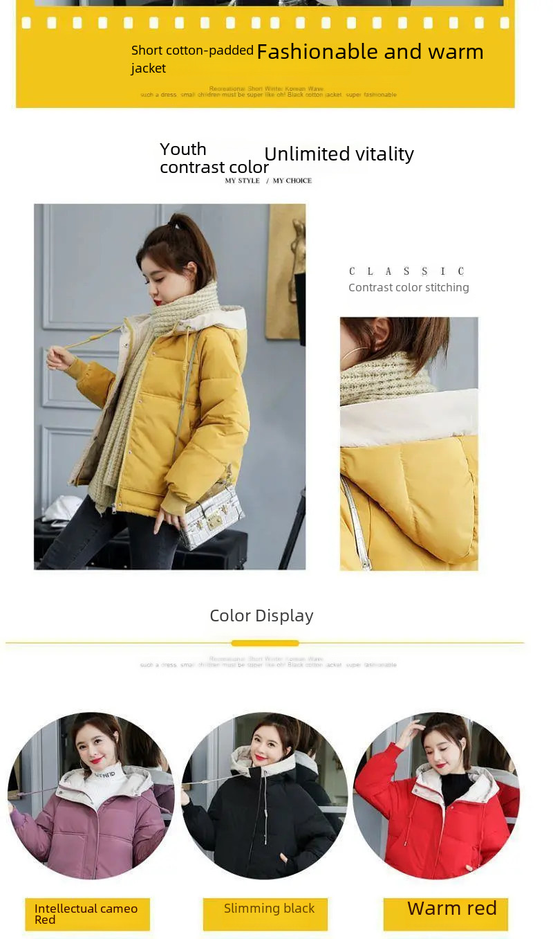 Women's Winter Puffer Coat Loose Fit Short Lightweight Cotton Jacket_voghion.com