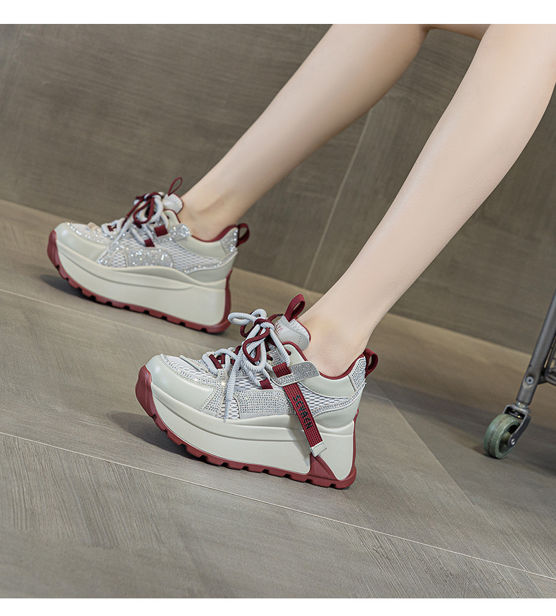 Giày sneaker nữ đế dày phong cách cổ điển phối lưới và da — Vàng lưới 5027-1, Đỏ da 5027, Xám lưới 5027-1, Đỏ lưới 5027-1 chi tiết 13