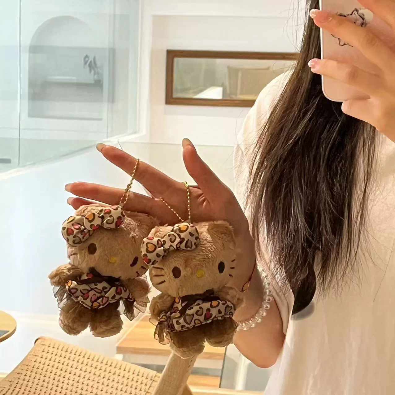 Hellokitty подвеска черная кожа леопардовый рисунок пряная девушка юбка кошачий безделушки плюшевая кукла кукла сумка сумки