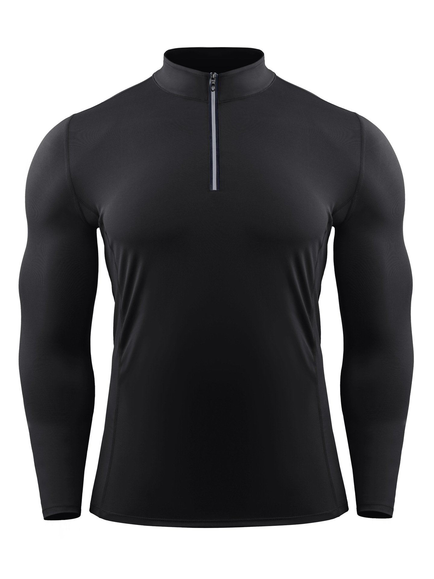 Otoño e invierno deportes de secado rápido ropa de entrenamiento de manga larga medias de cremallera de Baloncesto de los hombres corriendo la parte superior compresión elástica transpirable