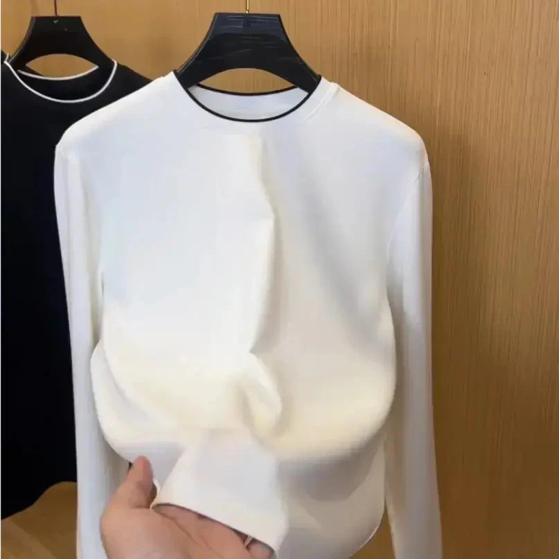 Men's Minimalist Long Sleeve Sweatshirt T-Shirt Autumn Winter Men's Base Shirt Round Neck Fashion Versatile Business Casual