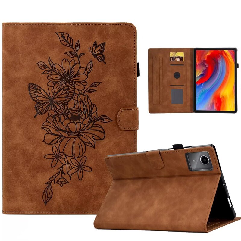 For Lenovo Tab M11 Leather Case Samsung A9 plus Frosted Embossed Square Card Bracket Protective Cover HD8