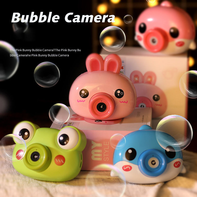 Nuevos niños de deportes al aire libre ocio dibujos animados luz música burbuja máquina juguete conejo burbuja Cámara comercio exterior