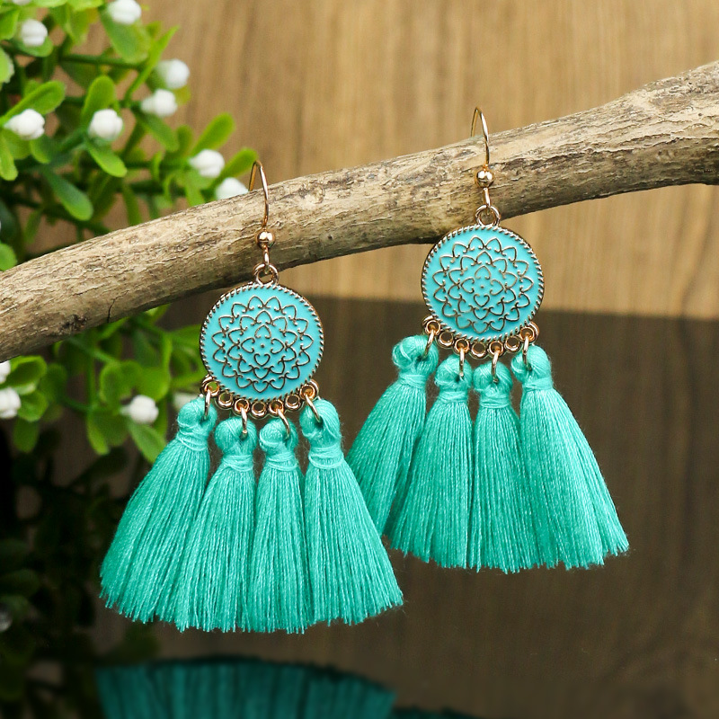 Vacation Bohemian Tassel Alloy Plating Women's Drop Earrings 1 Pair display picture 10